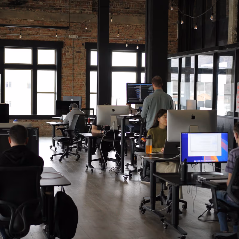 The HQ team at work in the office