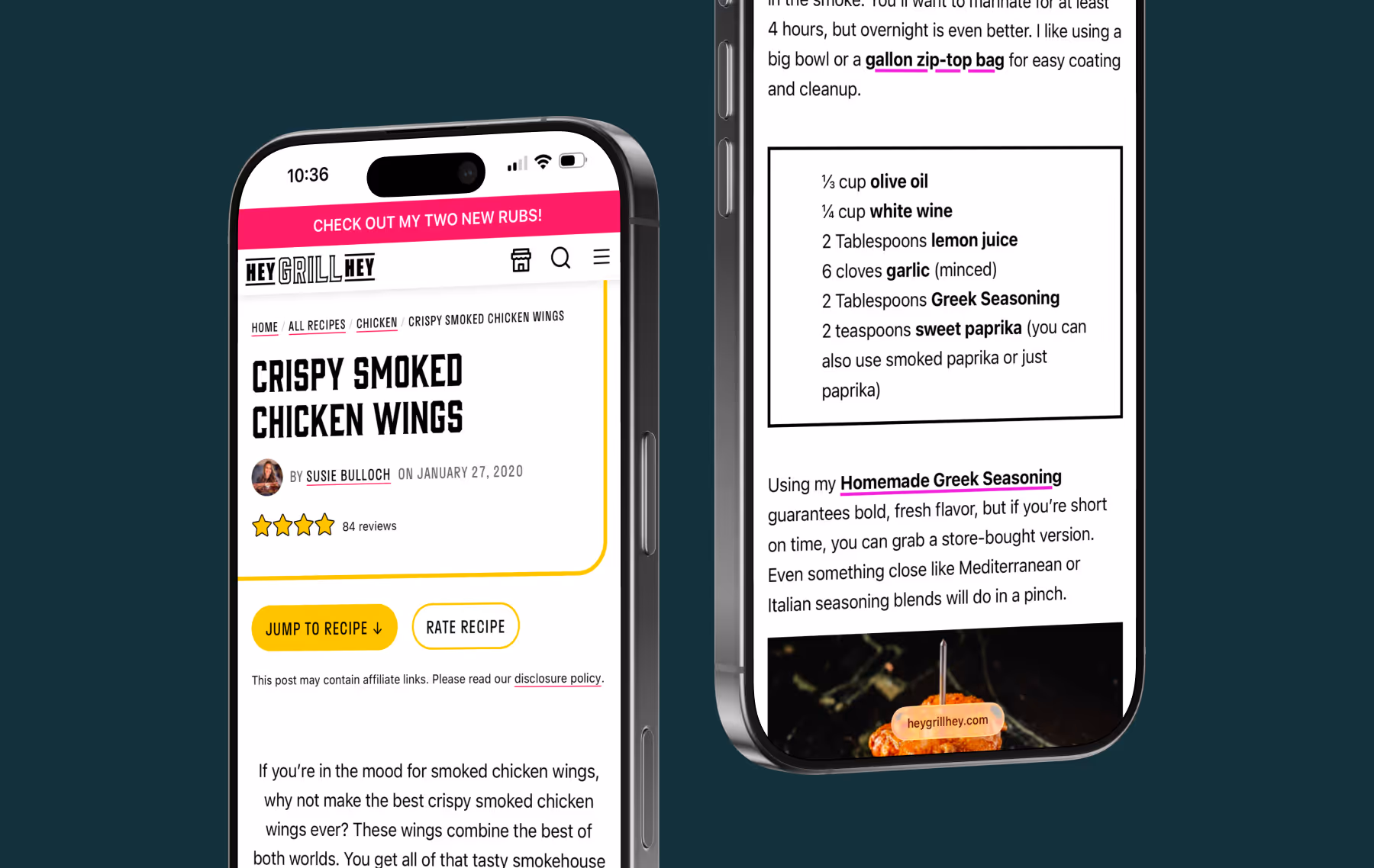 Mobile phone shots walk users through a recipe for Crispy Smoked Chicken Wings