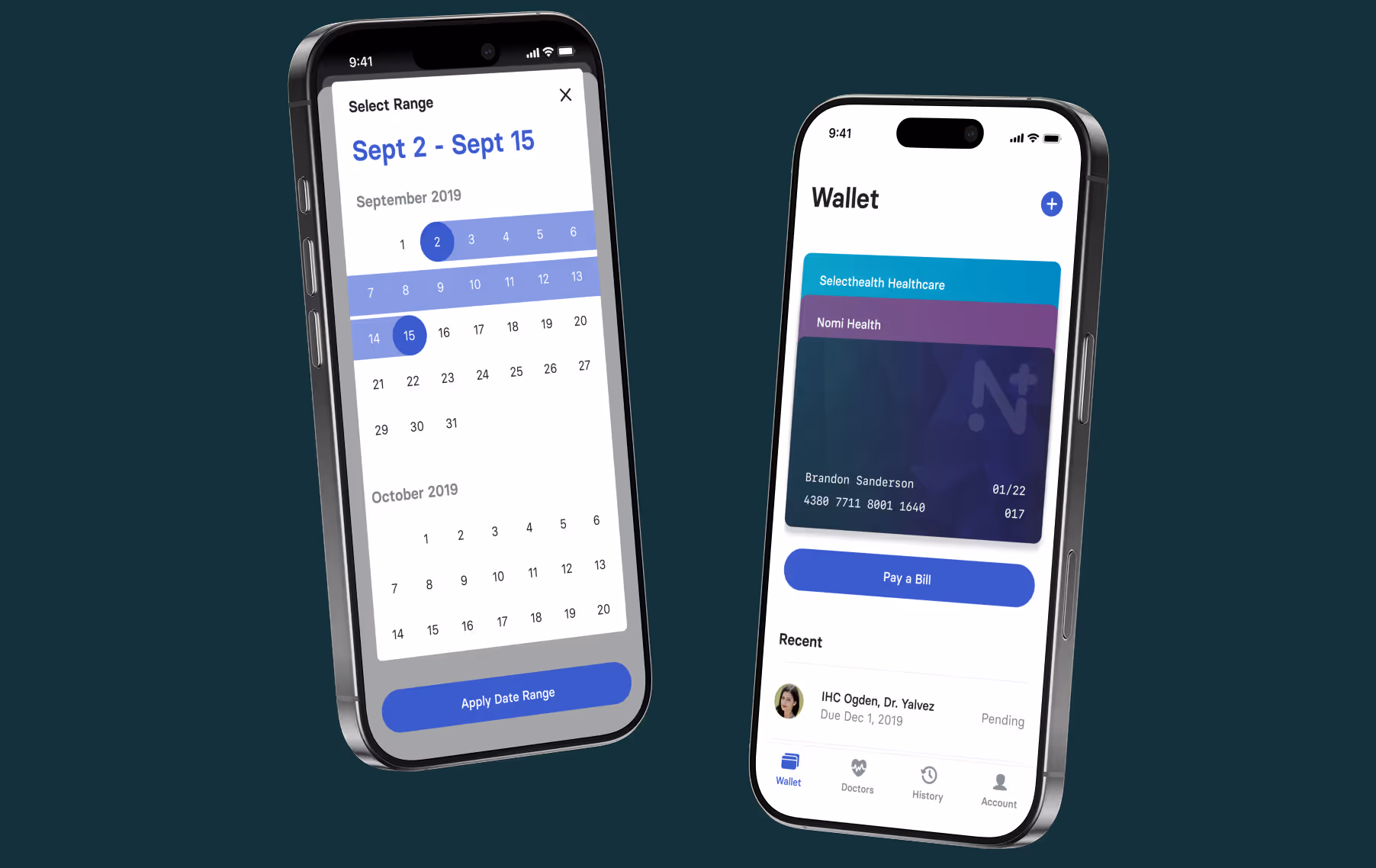 Nomi Health helps users track and pay bills, with options to pay individual bills or see all bills for a specific date range